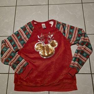 Disney Red and Green Sequin Mickey Sweatshirt